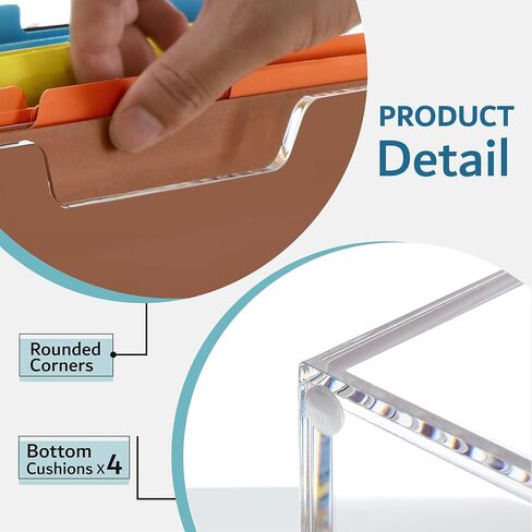 Acrylic File Folder Organizer, Hanging File Organizer Box, File Holder with Handles for Letter Size/A4, Clear File Box Desktop Folder Storage for Office Home Work -1 Pack in Kuwait