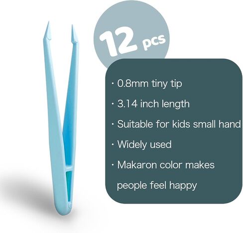 12-Pack Plastic Craft Tweezers, 3.14 inches for DIY Jewelry Making and Beading craft supplies(white) in Kuwait