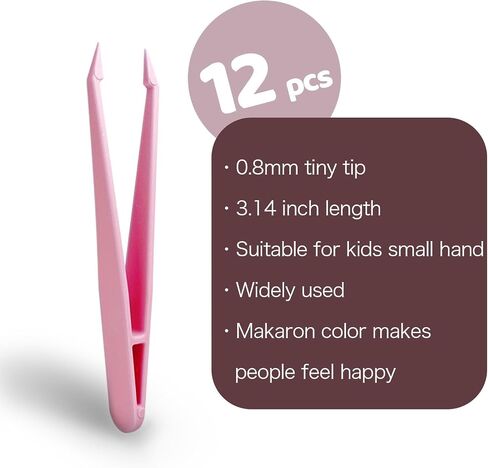 12-Pack Plastic Craft Tweezers, 3.14 inches for DIY Jewelry Making and Beading craft supplies(white) in Kuwait