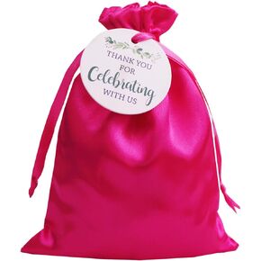 GUIFIER 30 Pack 5x7 Inch Gold Satin Gift Bags with Drawstrings, Party Favor Bags with Thank You Tags, Silk Gift Bags, Small Gift Wrap Bags, Jewellery Drawstring Pouches, Baby Shower Bag, Candy Bags