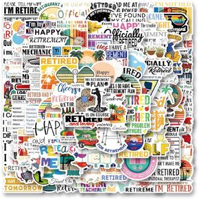 110pcs Retirement Stickers Pack, Cartoon Cute Vinyl Waterproof Decals for Water Bottle,Laptop,Phone,Skateboard,Scrapbooking,Bumper Gifts for Kids Teens Adults Fans for Party Supply