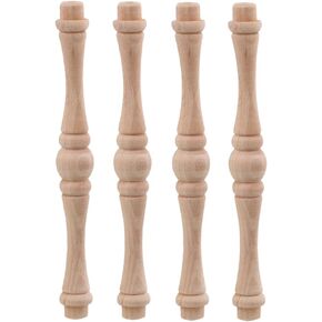 Mxfans 4 Pieces Vintage Style Unfinished Wood Natural Cutout Wooden Spindle 15cm Length