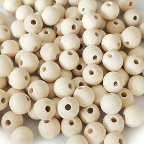 150pcs 16mm Wood Beads, Unfinished Round Loose Natural Wooden Spacer Beads for DIY Crafts Party Garlands Home Decoration