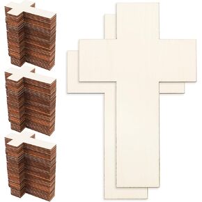 Coloch 150 Pieces Blank Wood Cross, 2.8 x 4.3 in Unfinished Cross Shaped Wood Cutouts Wood Cross Pieces for DIY, Sunday School, Church, Gift Tags, Home Decoration
