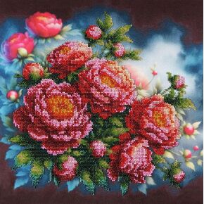 AllAboutEmbroideryUA Bead Embroidery kit Night Peony DA-2112 Beaded Cross Stitch Floral Beadwork
