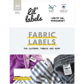 No Iron Clothing Fabric Labels, Washer & Dryer Safe, Writable, Great on Kids Name Clothes Masks, Daycare Label and Nursing Home, 48-Pack, New Size