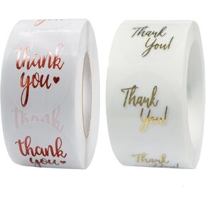 1" Thank You Stickers Roll,Rose Gold Word White Sticker,Gold Word Transparent Stickers,for Supporting My Small Business Supplies Packing,Envelope Seals,Wedding,Birthday,Party Gift Wrap Baking Bag