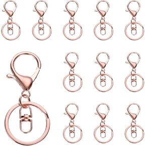 uxcell Lobster Claw Clasps سلسلة المفاتيح ، 12 PCS Lobster Claw Clasp Hook مع مقطع الزناد الدوار وخاتم مفاتيح مقسمة مسطحة لإكسسوارات سلسلة مفاتيح Craft DIY ، البرونز in Kuwait