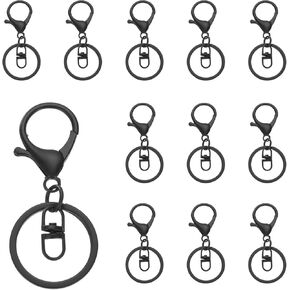 uxcell Lobster Claw Clasps Keychain, 12 Pcs Lobster Claw Clasp Hook with Swivel Trigger Clip and Flat Split Keychain Ring for DIY Craft Key Chain Accessories, Bronze