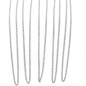 5 Dainty Hypoallergenic Surgical 304 Grade Stainless Steel Silver 1.5mm Thin 17.5 Inch Short Chain Necklaces