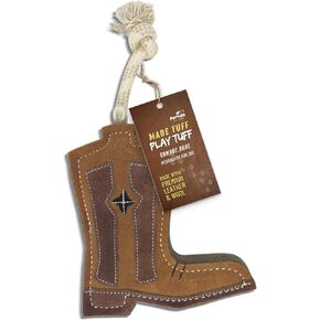 Cowboy Boot - Leather Dog Toys for Aggressive Chewers | Extra Thick Wool & Natural Dog Toys for Chewing Exercise & Dental Health | Durable Dog Chew Toy for Large Dogs