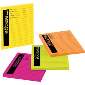Post-it Super Sticky Lined Notes, Telephone Message, 4 Sticky Note Pads, 4 x 5 in., School Supplies, Office Products, Sticky Notes for Vertical Surfaces, Monitors, and Walls, Energy Boost Collection