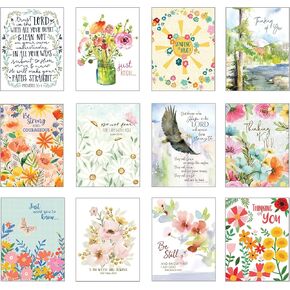 Pack of 12 Assorted “Simple Blessings" Thinking of You Greeting Cards with scripture