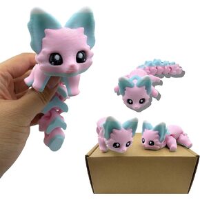 Fantasy Cotton Candy Foxible Fox - 8 بوصات تململ حيوان للديكور المكتبي ، المخلوق المطبوع ثلاثي الأبعاد (وردي ، كبير)