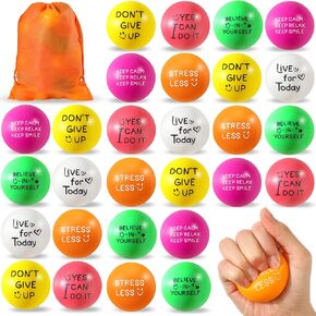 HyDren 48 Pcs Motivational Stress Balls Quotes Inspirational Funny Colorful Foam Balls Hand Exercise Relief Stress 2 Inch Gifts Toys for Adults Employee Coworkers Team Office(Bright Colors)