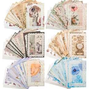 60 Sheets Vintage Lace Edged Scrapbook Paper Set – 6-Pack Assorted Retro Stationery for Letters, Scrapbooking, Journals, Collages, and DIY Crafts (4.9x6.9 Inches)