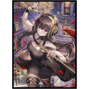 60ct (Yor Forger) 67x 92 mm Holographic Flashing Top Loading Trading Card Sleeves Deck Protector for MTG/TCG/PTCG Art Anime Printing Card Sleeves Protectors