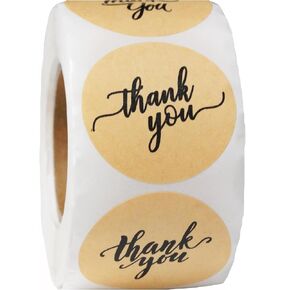 Thank You Stickers | Thank You Stickers for Small Business | 500 Self-Adhesive & Waterproof Stickers with Beautiful Design | Strong and Durable (Kraft, 1.5 Inch)