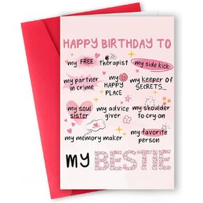 Funny Birthday Card for Women, Sister, or Bestie – Humorous Friendship Card, Cute Birthday Gift for Best Friend, Niece, or Soul Sister – Premium Quality Greeting Card