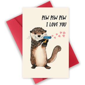 OJsensai Cute Otter Valentines Day Card for Husband Wife, Sweet Anniversary Birthday Gifts for Girlfriend Boyfriend, I Love You Card in Kuwait