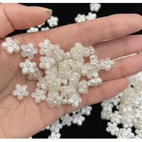 950Pcs Assorted Pearl Beads for Bracelet,Cute Flatback Resin Charms for Jewelry Making Bulk Decorations,DIY Phone Charms Beads,White Unique Aesthetic Beads for Crafts in Kuwait
