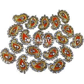 CRAFT LOVE Drop Kundan Patches for DIY Craft Work, Embroidery, sew on Clothes, Blouse, Saree, Jacket & Designing - Pack of 20 Pcs (4 cm X 2.5 cm)