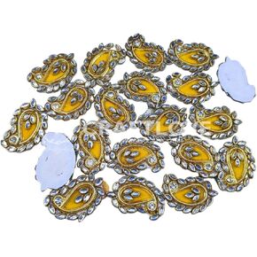 CRAFT LOVE Drop Kundan Patches for DIY Craft Work, Embroidery, sew on Clothes, Blouse, Saree, Jacket & Designing - Pack of 20 Pcs (4 cm X 2.5 cm) in Kuwait