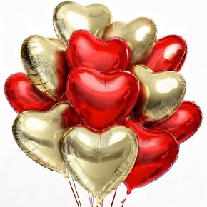 KatchOn, Rose Gold, White Pink Heart Balloons - 18 Inch, Pack of 12 | Heart Shaped Balloons, Love Decorations | Happy Anniversary Decorations | Bridal Shower Decorations | Wedding Shower Decorations