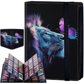 9 Pocket Card Binder for Trading Cards, Trading Card with Sleeves Holder Album, PU Leather Cover Card Collection Binder Large Capacity 360 Pocket Storage Card Sleeves for MTG,TCG, Book Purple Dragon