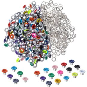 JIYIN 210 Set Metal Eyelets for Paper Crafts, 3mm Colorful Eyelets and Grommets Kit Metal Round Eyelets Leather Rivet Accessories for Fabric Canvas Bag Shoes Clothing Scrapbooking Card Making