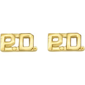 Smith & Warren 3/8" P.D. Letters Collar Insignia Gold Finish Police Uniform Pin