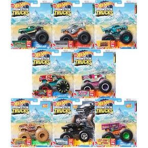 تربط شاحنات Monster Hot Wheels وتعطل سيارة كاملة من 8 مركبات Diecast مع Mega Wrex ، و S'cool ، والشاحن ، و Derby التجريبي ، والراينوميت وأكثر من FYJ44-996D