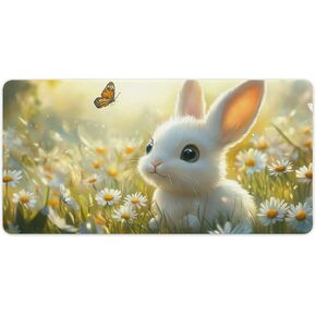 Fox Mouse Pad - Large Gaming Desk Mat with Cheerful Fox in Sunlit Forest Design, Non-Slip, Water-Resistant, Stitched Edges (30x60cm)