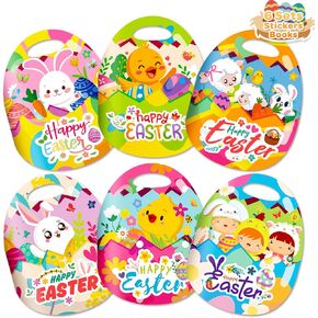 6 Pack Puffy Sticker Books for Kids 2-4, 3D Reusable Stickers Activity Books for Toddlers, Easter Crafts for Kids 3-5, Toy for Toddler 1-3, Travel Toys Holiday Gifts Easter Basket Stuffers