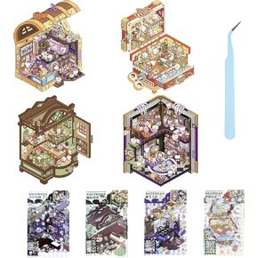 4 Sets DIY 3D House Stickers, Make Your Own Scene, Fun and Creative Stickers for Adults and Kids(New)