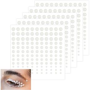 825 PCS Pearl Stickers for Crafts, 5 Sheet 4 Size Self Adhesive Flat Back Pearls for Crafting, Faux Hair Pearl Stick on Pearls Gems for Hair Eye Face Makeup Beauty Nail Phone DIY Craft Decor (3-6 mm)