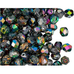 150 pcs Fire Polished Faceted Beads Round 6 mm, Mix Purple, Czech Glass
