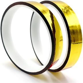 2Rolls Gold Washi Tape - Removable Metallic Decorative Tape for Walls, No Residue Craft Tape 65ft x 0.59", Low-Tack Adhesive for Weddings/Gifts/Scrapbooking (Gold Foil, 20m per Roll)