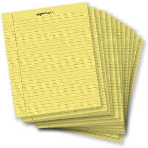 Amazon Basics Legal/Wide Ruled 8.5 x 11.75 inch Legal Pad, Canary, 72 Count (Pack of 12), 50 sheets per pad, 6 packs per carton