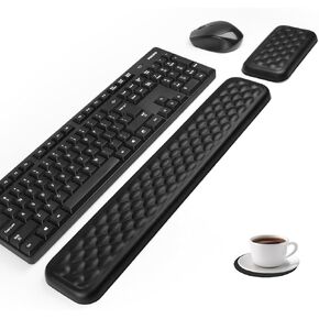 Ergonomic Wrist Rest for Keyboard and Mouse, Computer Keyboard Wrist Rest - Soft Memory Foam Wrist Rest Set, Wrist Pain Relief for Laptop Working Typing Gaming Office（Gray）