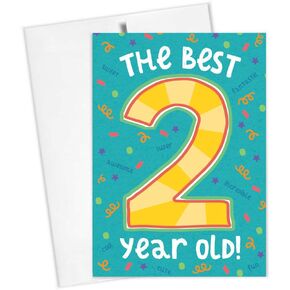 Tiny Expressions Happy 2nd Birthday Card – Birthday Card for Two-Year-Old’s Special Day, for Boys & Girls