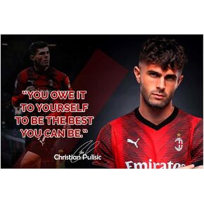Christian Pulisic Motivational Poster Quote Inspirational Quotes Classroom Posters Mens Soccer Pro Coaching Wall Art Growth Mindset Teacher Educational Signed Memorabilia Sports Decor Jersey Boys P152