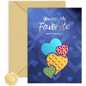Anniversary Card for Couple Husband Wife, Happy Anniversary to Her Him, Romantic Wedding Love Gifts Valentines Day Card (Pebble Couple)
