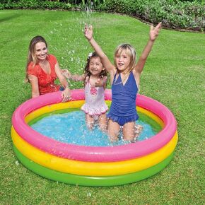 حمام سباحة kiddie القابل للنفخ تفجير حمام السباحة المتجول 47.2 "× 11.8" محمولة 3 رنين الأطفال سباحة سباحة ماء للرضع أطفال مستديرة للشاطئ في الهواء الطلق في الهواء الطلق الفناء الخلفي