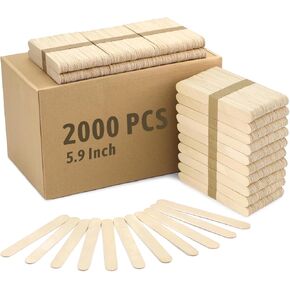 WISYOK 2000 PCS 6 Inch Wooden Popsicle Sticks for Crafts, Wooden Craft Sticks, Wide Lollipop Sticks, Treat Sticks Ice Pop Sticks for Creative Designs or Kids Education, Home Art Projects