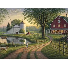 Ginfonr DIY 5D Diamond Art Kits for Adults, Farm Diamond Painting for Adults, Diamond Art Landscape Full Drill, Diamond Art Kits Embroidery Rhinestone Craft for Home Wall Decor 12 * 16 Inch