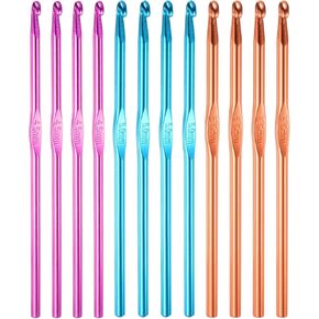 uxcell 12Pcs Aluminum Crochet Hook 4mm 4.5mm 5mm US Size 6 7 8 Knitting Needles for DIY Craft Yarn Green Purple Blue