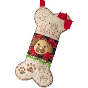 Bucilla Felt Applique 18" Stocking Making Kit, Doggy Treat, Perfect for DIY Arts and Crafts, 89315E