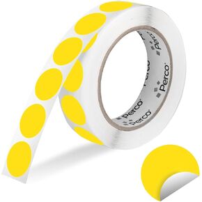 Perco Yellow 1-Inch Round Circle Dot Sticker Labels with Removable Adhesive – 1,000 Labels per Roll – Versatile, Vibrant Colors, Reliable Hold, No Residue, Perforated for Convenient Use – Made in USA