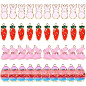 40PCS Easter Charms Enamel Bunny Carrot Egg Pendant Charms for Jewelry Making Cute Meatl Animal Rabbit Charms for Necklace Bracelet Earring Making DIY Crafts in Kuwait